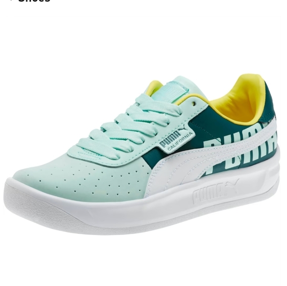 Puma Shoes - Puma California Logo Sneakers Wmn 9 Mns 7.5 Aqua, Yellow, White #370315_01